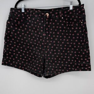 Forever 21 Black High-Rise Floral Print Women's Shorts size 16